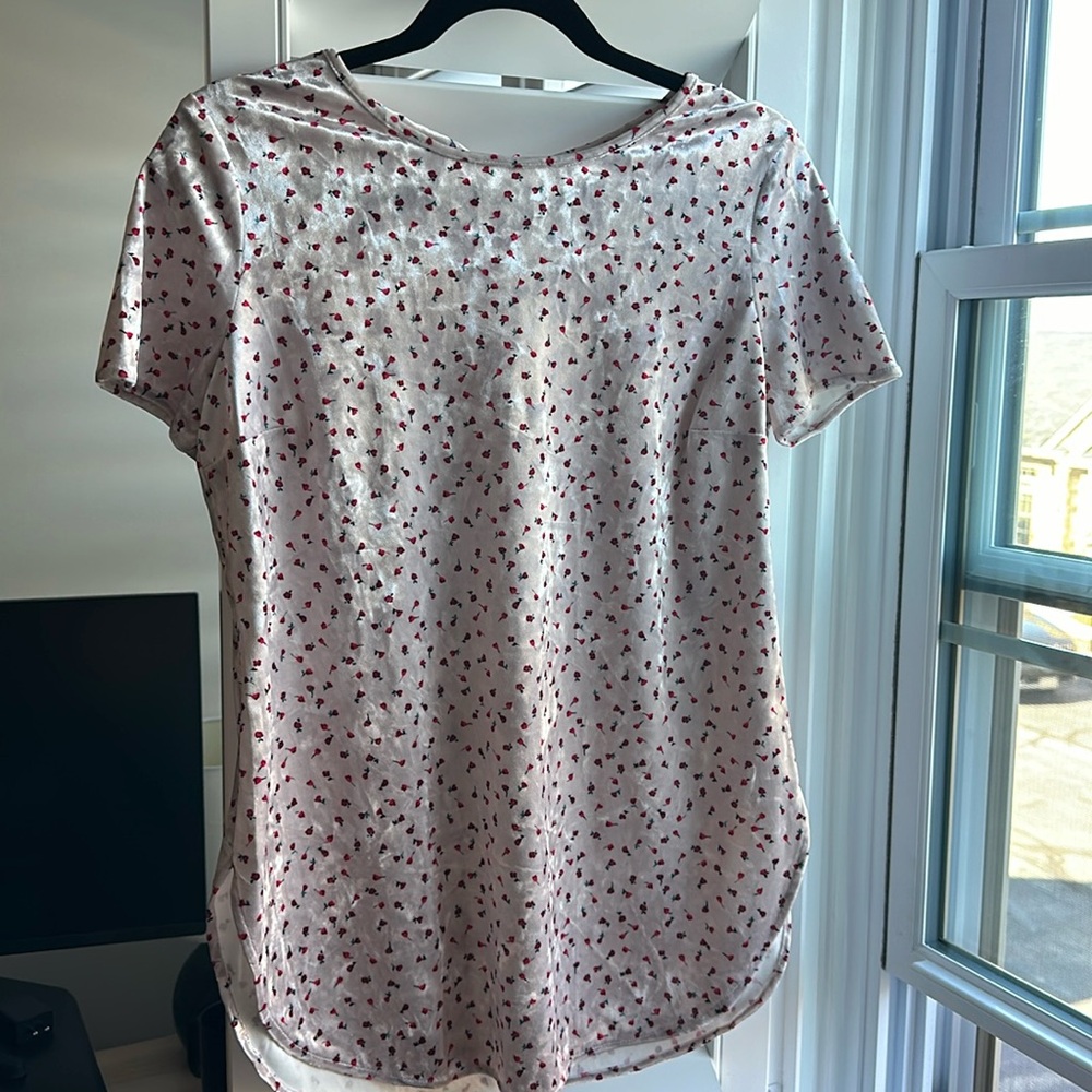 Lauren Conrad Floral Velvet Blouse
